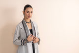 ASH GREY HANDWOVEN COTTON CAPE JACKET (1 PC)