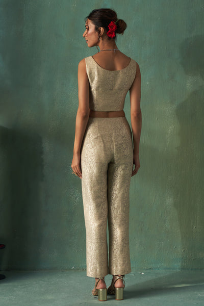 TOOSH MUNGA TUSSAR HANDWOVEN BROCADE BLOUSE STYLED WITH TOOSH MUNGA TUSSAR HANDWOVEN BROCADE PANTS &nbsp;(2 PCS)