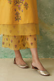 SUNFLOWER YELLOW CHANDERI MULTICOLOR KASHMIRI EMB. KURTA SET (2 PCS)