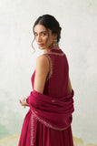 HOT PINK CHANDERI KASHMIRI EMB. ANARKALI SET (4 PCS)