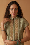 SAGE GREEN  SILK EMBROIDERED JACKET & SAGE GREEN DUPION PANTS (SE-06/JKT, SE-06A)