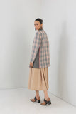 GREY & ECRU WOOLEN CHEQUERED MID LENGHTH JACKET (1PC)