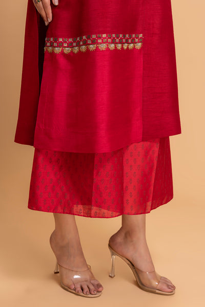 RED DUPION EMB. KURTA SET (2 PCS)