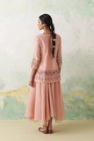 SOFT PINK CHANDERI KASHMIRI EMB. SHORT KURTA SET (3 PCS)