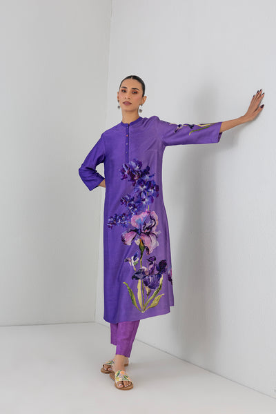 VIOLET FROST DUPION BIG FLORAL PRINTED TUNIC (1 PC)