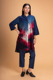 MIDNIGHT BLUE & PINK CHANDERI PRINTED SHIRT (1 PC)