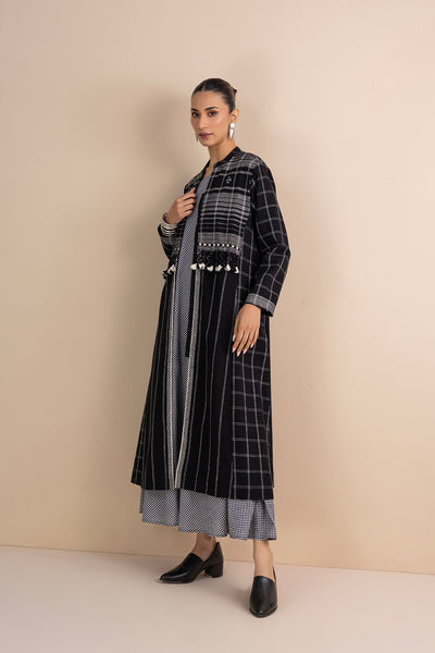 BLACK & WHITE HANDLOOM COTTON JACKET (1 PC)