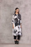 MONOCHROME CHIFFON BOTANICAL PRINTED TUNIC (BW-10A)