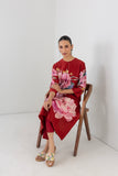 POPPY BLAZE SILK CHANDERI CHINA ROSE PRINTED TUNIC (1 PC)