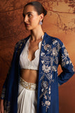 BLUE VISCOSE DUPION EMBROIDERED JACKET (TL-135A/JKT)