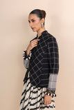 BLACK CHECK HANDWOVEN COTTON TRIPLE LAYERED SHORT JACKET (1 PC)