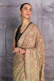 OLIVE GREEN GAJI SILK BANDHANI EMBROIDERED SAREE (1 PC)