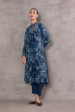 BLUE VISCOSE DUPION DUPION PRINTED EMBROIDERED TAGAAI KURTA (DC-04A/KUR)