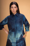 DARK BLUE CHANDERI PRINTED SHIRT (1 PC)
