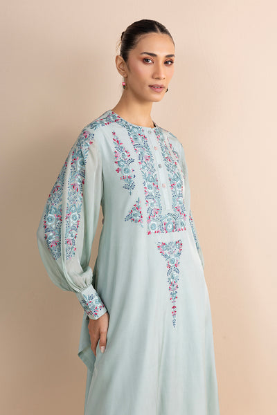 AQUA FLAT CHIFFON MULTICOLOURED EMBROIDERED KURTA SET (2 PCS)