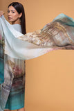 LIGHT BLUE CHANDERI PRINTED STOLE (1 PC)