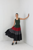 MULTICOLOR COLOR BLOCKED MELANGA TIERED DRESS (1 PC)