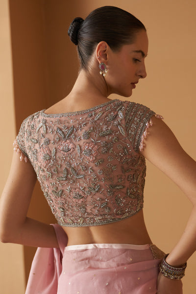 OLD ROSE NET EMBROIDERED BLOUSE (1 PC)