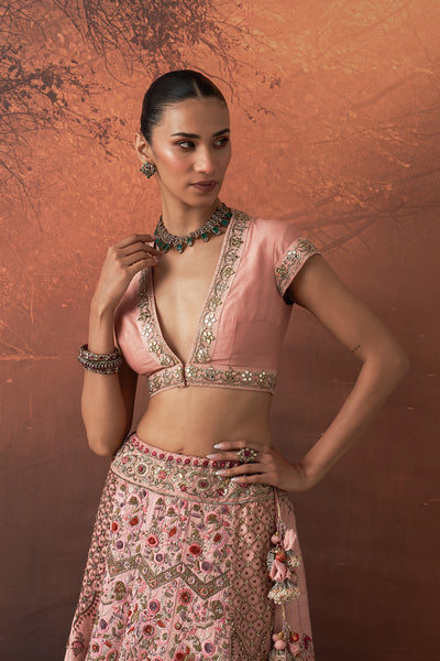 OLD ROSE EMB. MULTIKALI LEHENGA SET (EVO-10) (2 PCS)