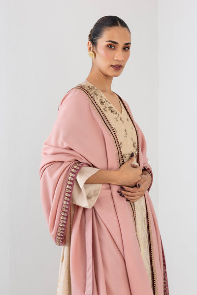 ROSE PINK EMBROIDERED WOOLEN SHAWL (1 PC)