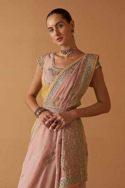 OLD ROSE TISSUE EMBROIDERED SAREE (SE-09)