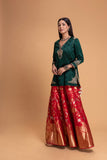 RED BROCADE LEHENGA SET (2 PCS)