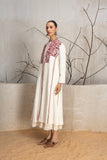 IVORY & RED LINEN EMBROIDERED JACKET (1 PC)