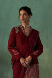 MAROON DUPION EMBROIDERED JACKET (1 PC)