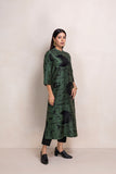 MILITARY GREEN SILK CHANDERI PRINTED TUNIC (1 PC)