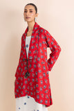 RED RAYON FLORAL PRINTED JACKET (1 PC)