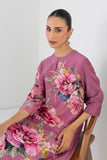 FUCHSIA PINK SILK CHANDERI PEONY FLOWER PRINTED TUNIC (1 PC)