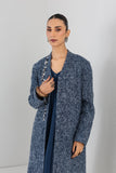 BLUE WOOLEN TEXTURED LONG JACKET (1 PC)