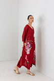 CRIMSON FLAME DUPION CHINA ROSE PRINTED DRESS (1 PC)