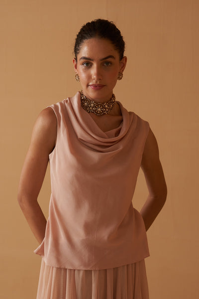 PEACH MODAL SILK COWL TOP (SE-07A, SE-07B)