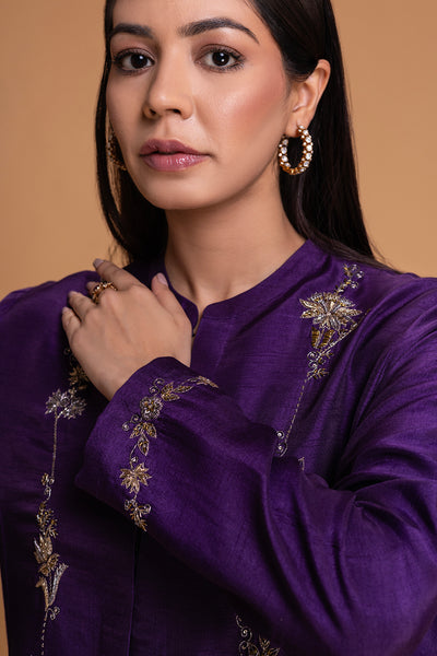 PURPLE DUPION EMB. KURTA (2 PCS)