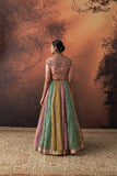 PINK & AQUA TISSUE EMB. LEHENGA SET(FB-05A) (4 PCS)