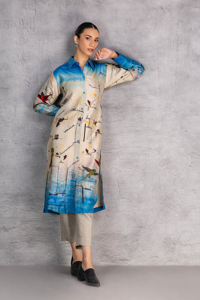 TOOSH & BLUE DUPION PRINTED SHIRT (1 PC)
