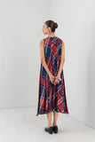 BLUE & RED BOLD CHEQUERED SOFT WOOLEN LONG DRESS (1 PC)