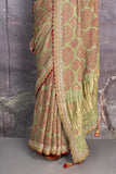 OLIVE GREEN GAJI SILK BANDHANI EMBROIDERED SAREE (1 PC)