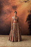 MULTICOLOUR KIMKHWA BORCADE EMB. LEHENGA SET(EVO-05) (5 PCS)