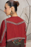 MADDER RED & BROWN LAYERED EMBROIDERED JACKET (1 PC)