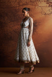 IVORY PRINTED CHANDERI ANARKALI SET (ANK-01A)