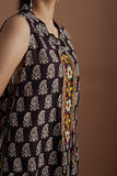 Ebony ivory printed & hand embroidered tunic (veg-13a/tnc)