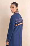 BLUE HANDLOOM COTTON LONG JACKET (1 PC)