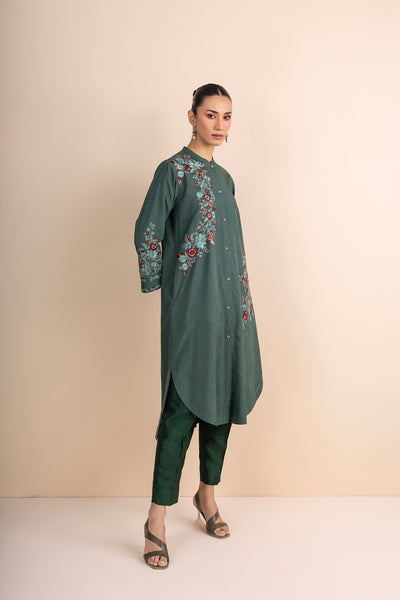 GREEN EMBROIDERED KURTA SET (2 PCS)