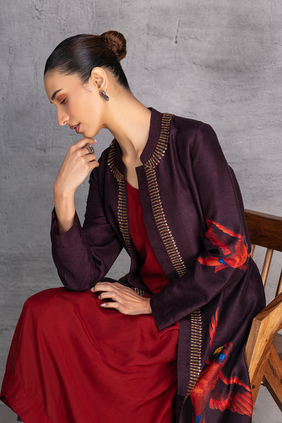 CHOCOLATE BROWN DUPION JACKET (1 PC)