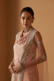 PEACH & MINT SHADED EMBROIDERED CAPE ( SE-07/JKT)