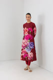 SCARLET RED DUPION FLORAL PRINTED TUNIC (1 PC)