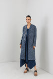 BLUE WOOLEN TEXTURED LONG JACKET (1 PC)