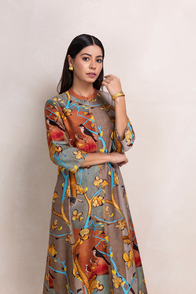 MULTICOLOR SILK CHANDERI PRINTED TUNIC (1 PC)